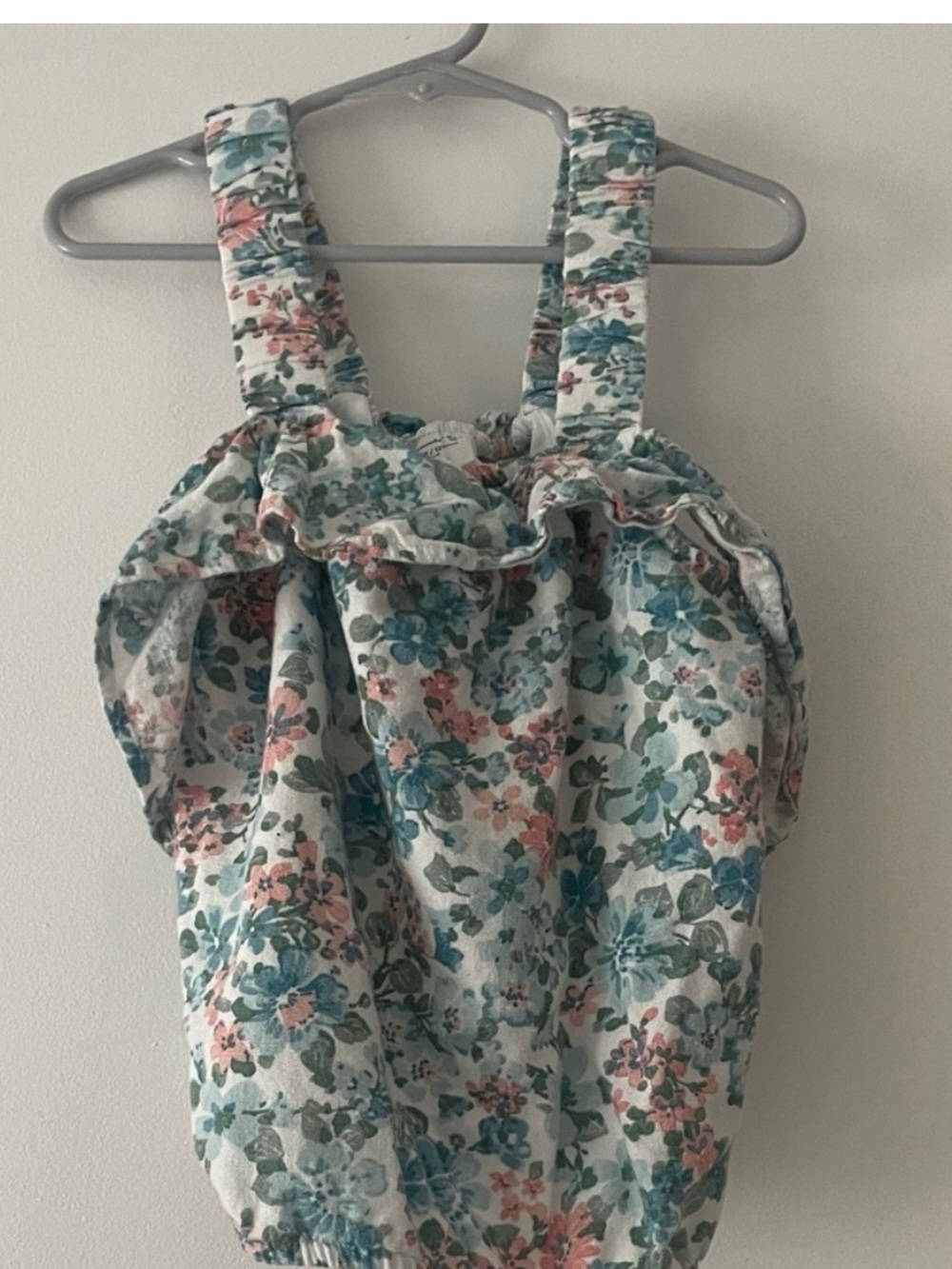 abercrombie kids Floral Ruffle Tank Bubble Hem Blue Pink Size 11/12 Tween Boho - Picture 3 of 3
